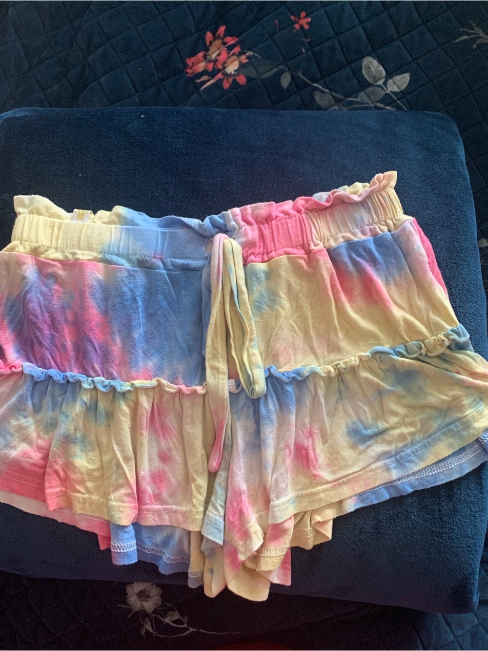 Simply Southern Pastel Tie-Dye Ruffle Drawstring Shorts
